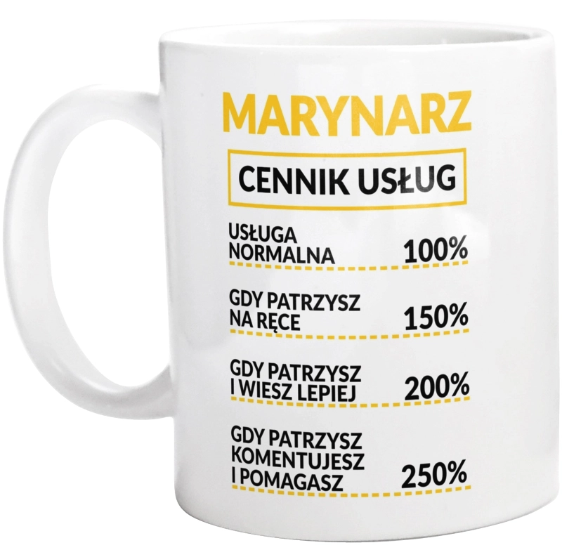 Marynarz - Cennik Usług - Kubek Biały