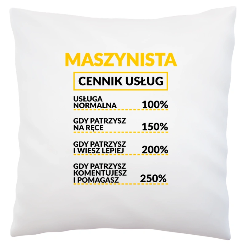 Maszynista - Cennik Usług - Poduszka Biała