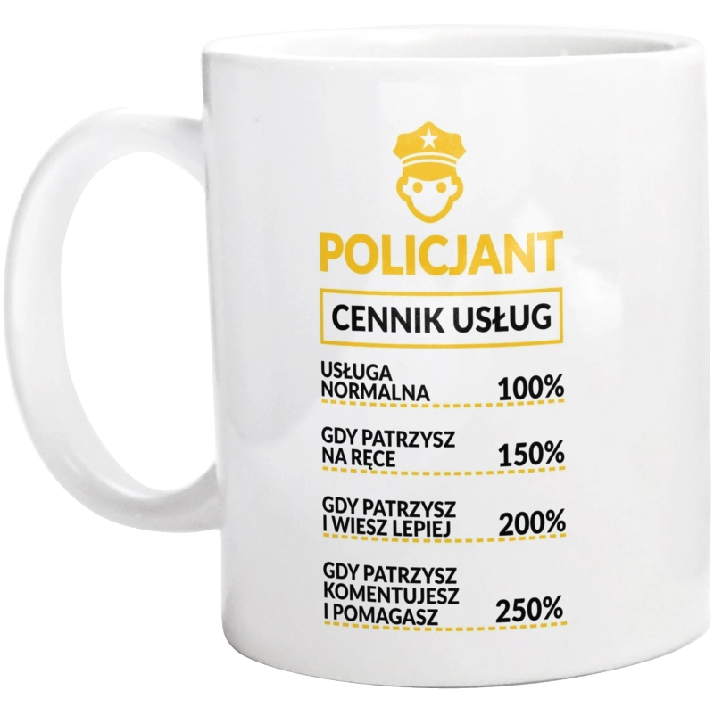 Policjant - Cennik Usług - Kubek Biały