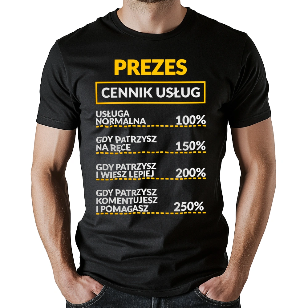 Prezes - Cennik Usług - Męska Koszulka Czarna