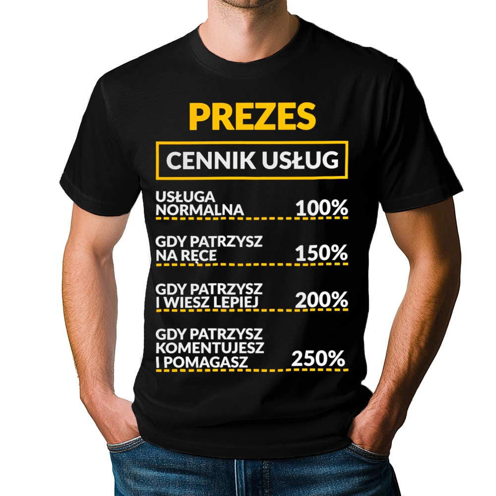 Prezes - Cennik Usług - Męska Koszulka Czarna