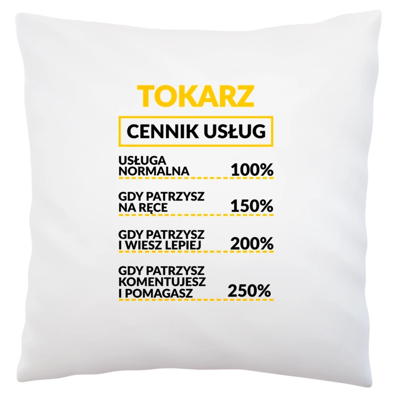 Tokarz - Cennik Usług - Poduszka Biała