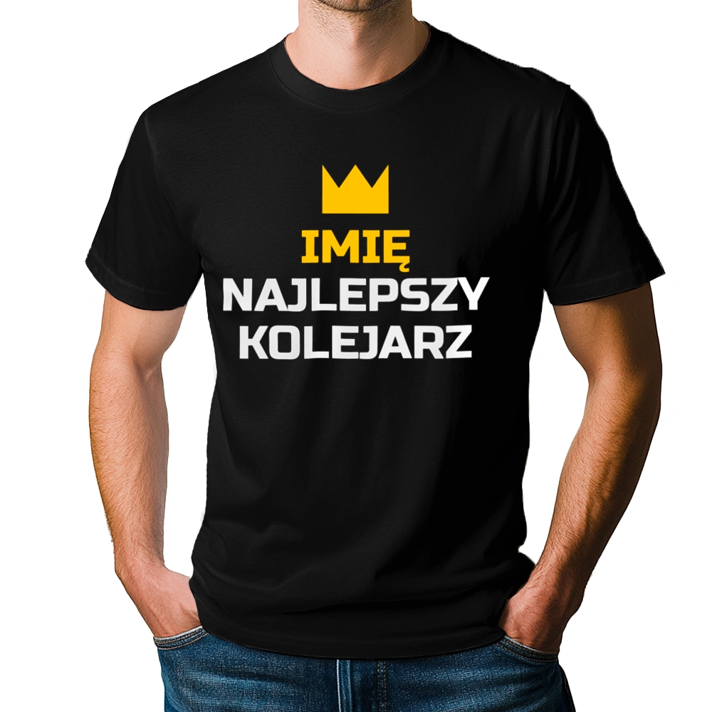 Twoje Imię Najlepszy Kolejarz - Męska Koszulka Czarna