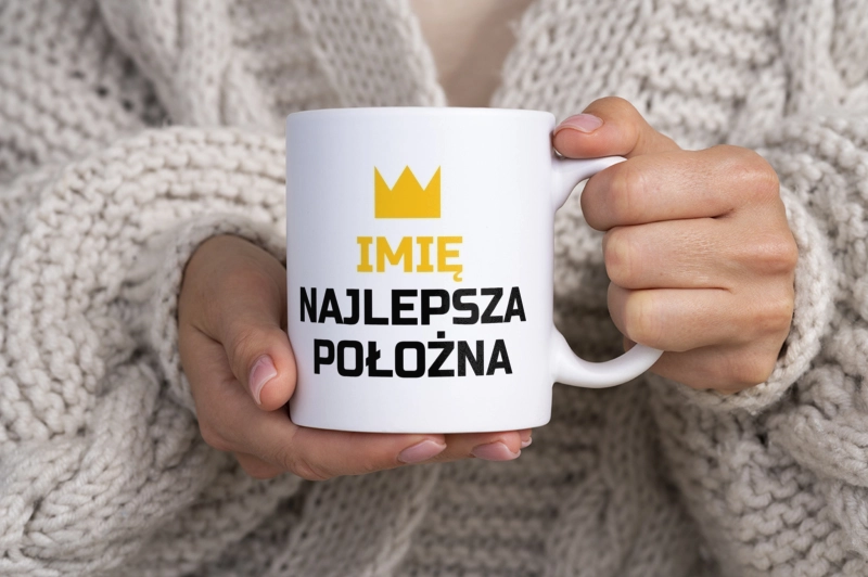 TWOJE IMIĘ najlepsza położna - Kubek Biały