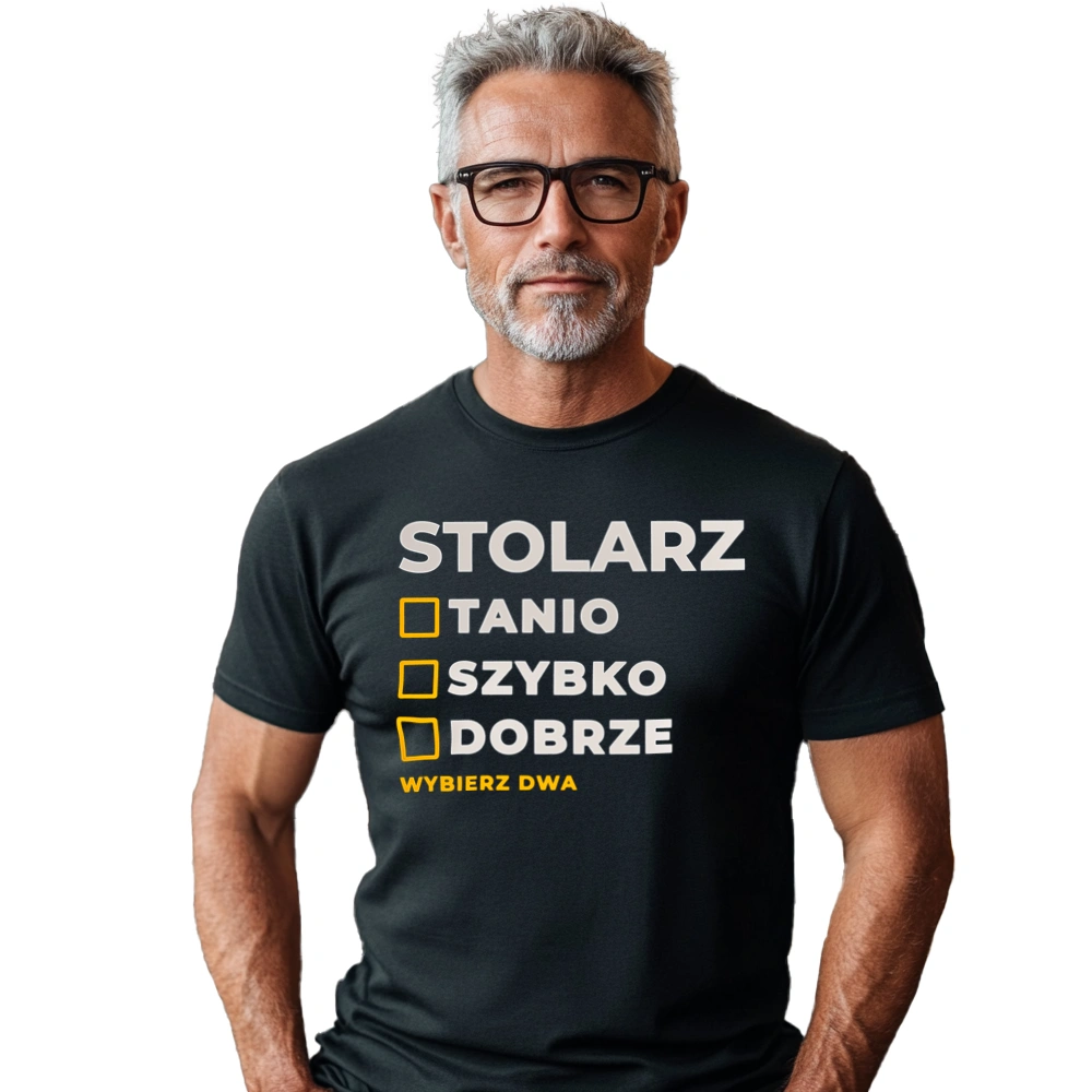 Szybko Tanio Dobrze Stolarz - Męska Koszulka Czarna