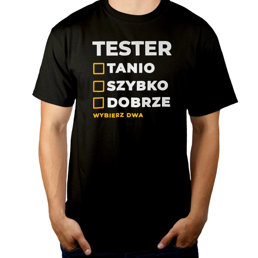 Szybko Tanio Dobrze Tester - Męska Koszulka Czarna