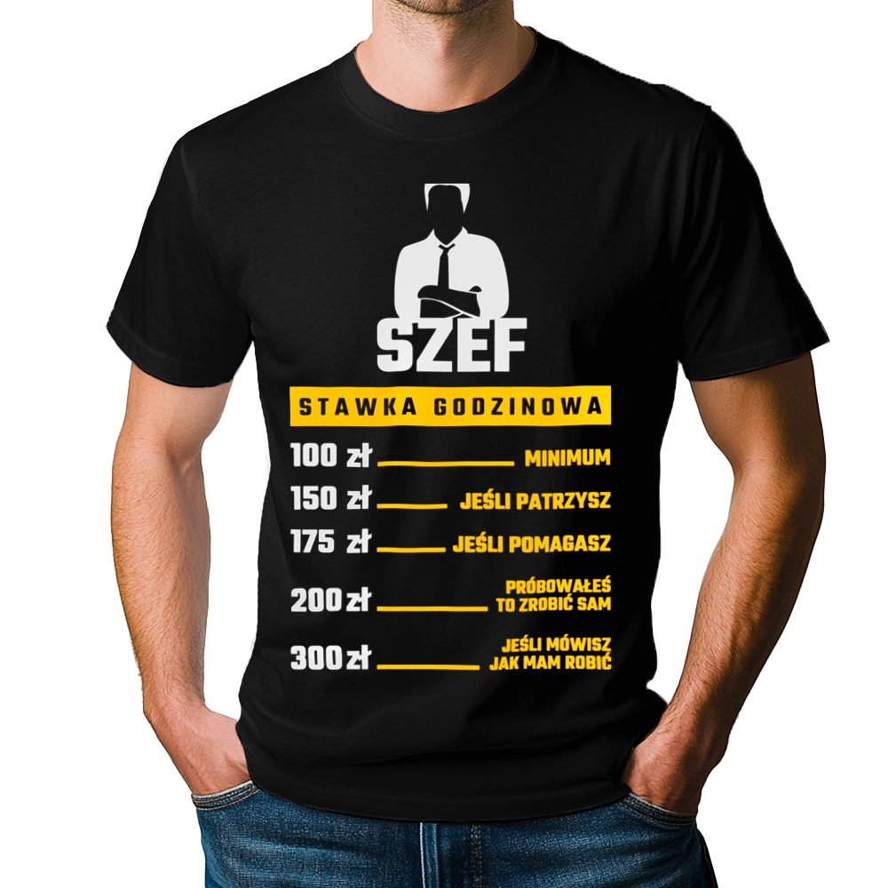 Stawka Godzinowa Szef - Męska Koszulka Czarna