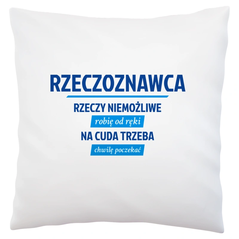 Rzeczoznawca - Rzeczy Niemożliwe Robię Od Ręki - Na Cuda Trzeba Chwilę Poczekać - Poduszka Biała