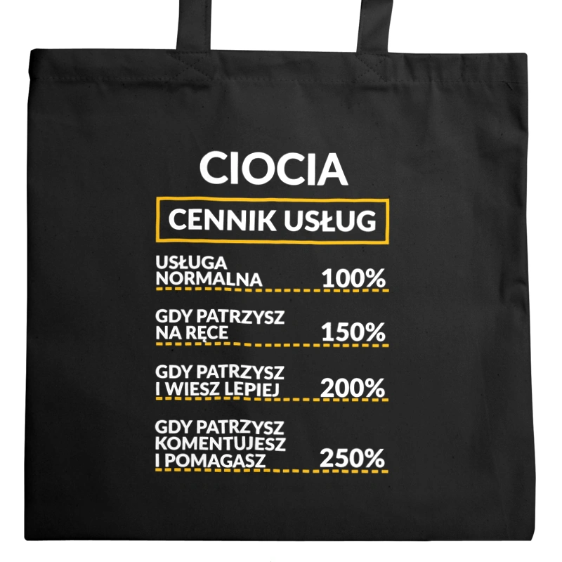 Ciocia - Cennik Usług - Torba Na Zakupy Czarna