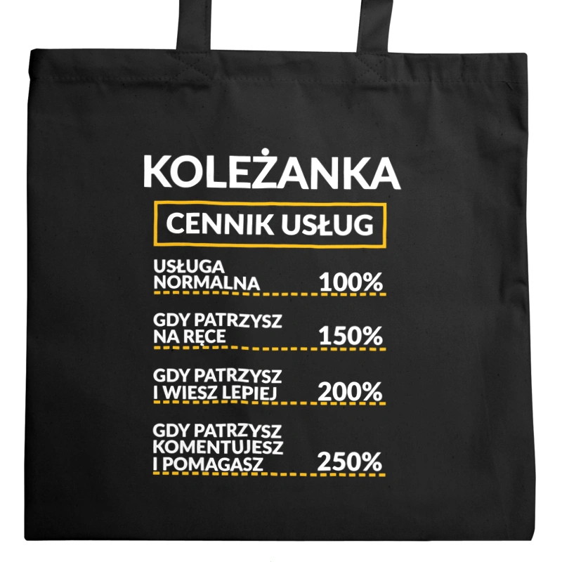 Koleżanka - Cennik Usług - Torba Na Zakupy Czarna