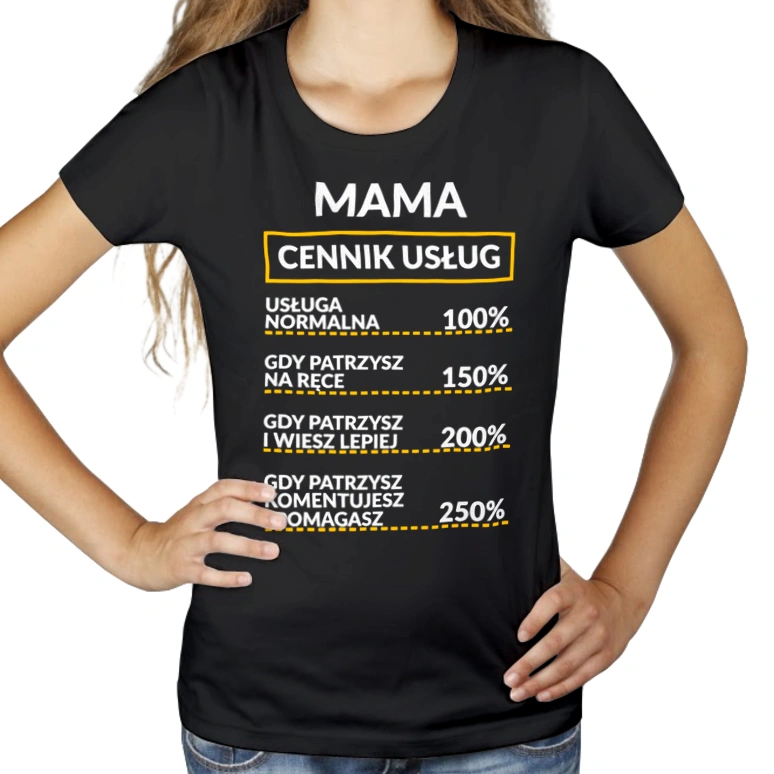 Mama - Cennik Usług - Damska Koszulka Czarna