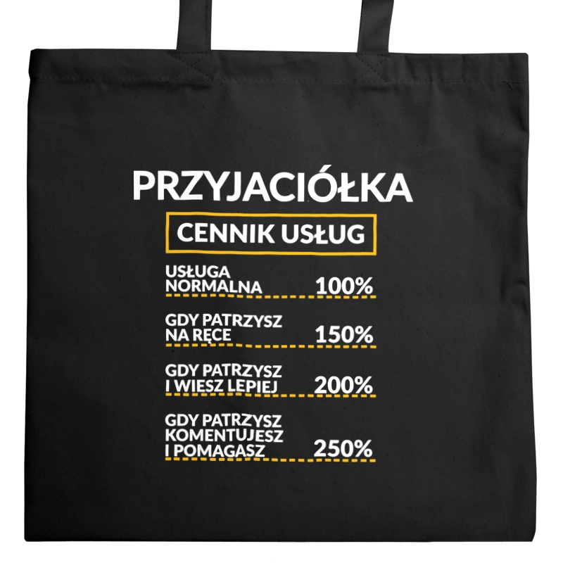 Przyjaciółka - Cennik Usług - Torba Na Zakupy Czarna