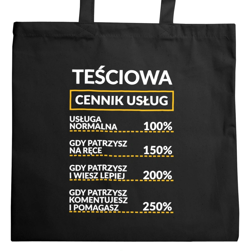 Teściowa - Cennik Usług - Torba Na Zakupy Czarna