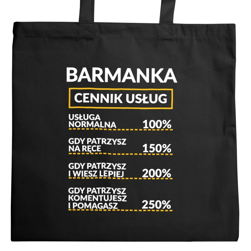 Barmanka - Cennik Usług - Torba Na Zakupy Czarna