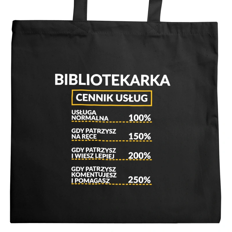 Bibliotekarka - Cennik Usług - Torba Na Zakupy Czarna