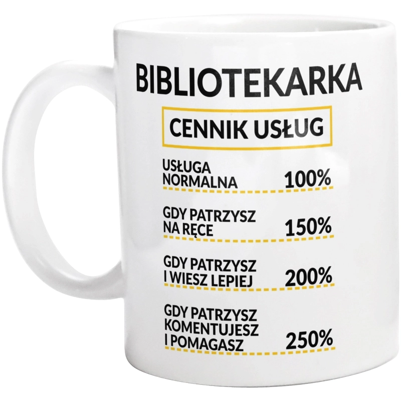 Bibliotekarka - Cennik Usług - Kubek Biały