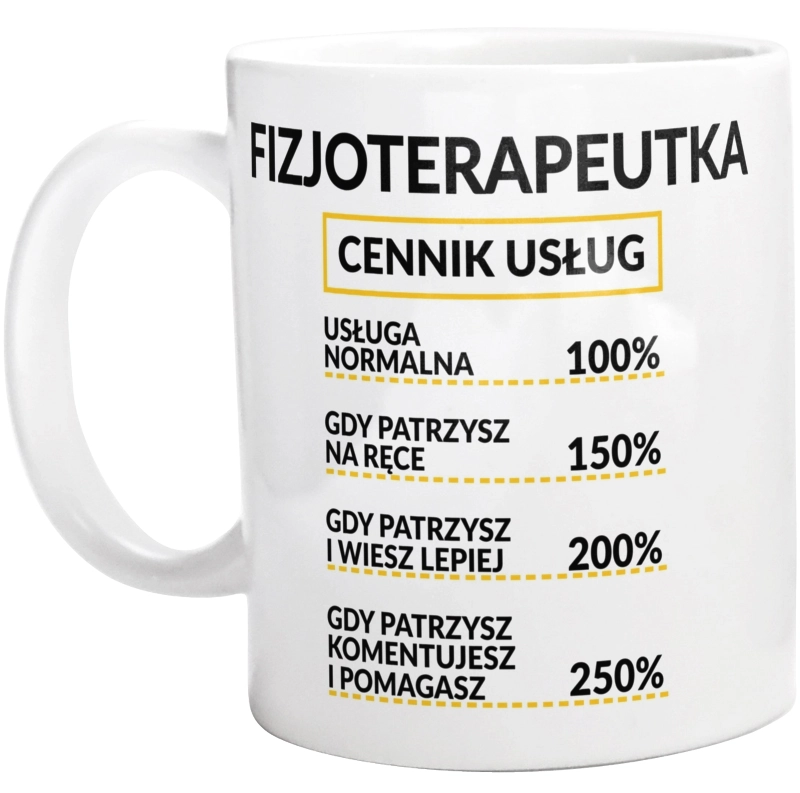 Fizjoterapeutka - Cennik Usług - Kubek Biały