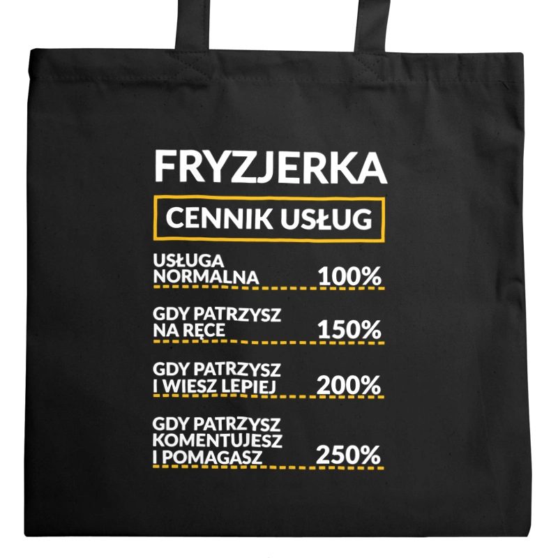 Fryzjerka - Cennik Usług - Torba Na Zakupy Czarna