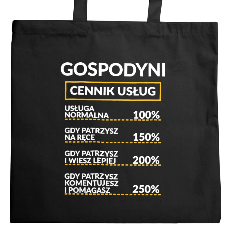 Gospodyni - Cennik Usług - Torba Na Zakupy Czarna