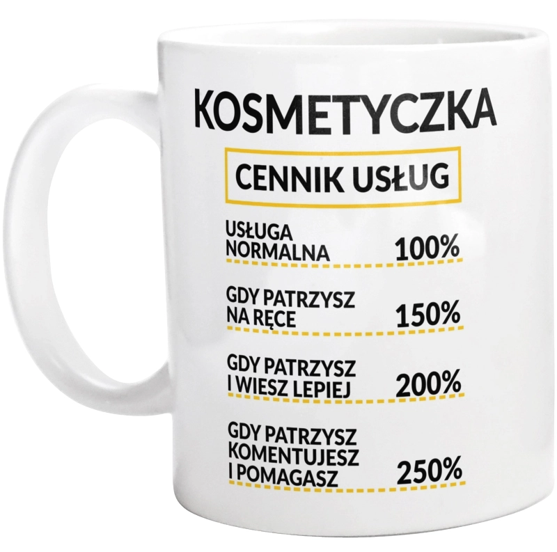 Kosmetyczka - Cennik Usług - Kubek Biały