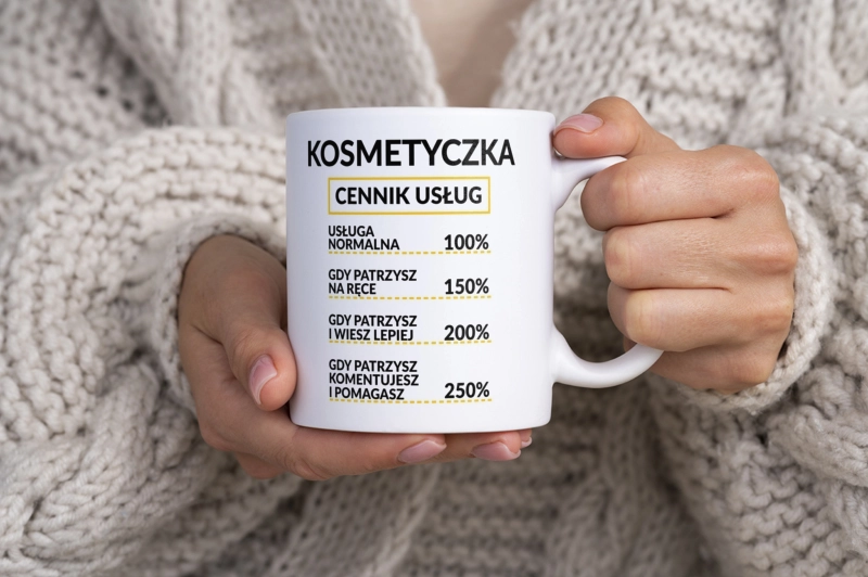 Kosmetyczka - Cennik Usług - Kubek Biały