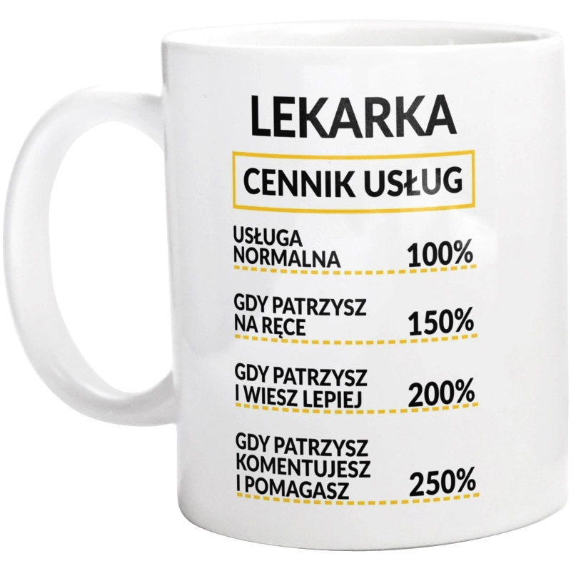 Lekarka - Cennik Usług - Kubek Biały