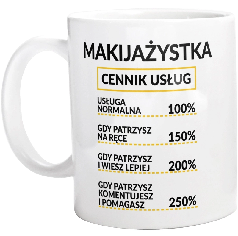 Makijażystka - Cennik Usług - Kubek Biały