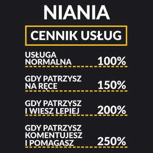 Niania - Cennik Usług - Damska Koszulka Czarna