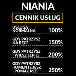 Niania - Cennik Usług - Torba Na Zakupy Czarna