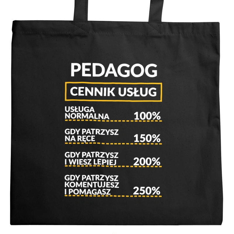 Pedagog - Cennik Usług - Torba Na Zakupy Czarna