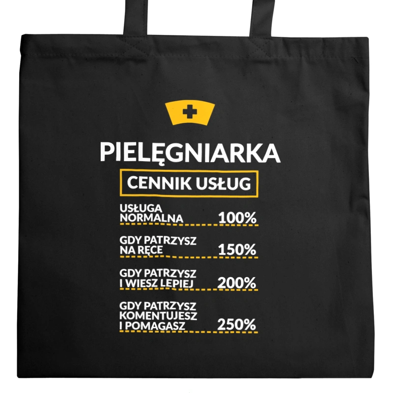 Pielęgniarka - Cennik Usług - Torba Na Zakupy Czarna