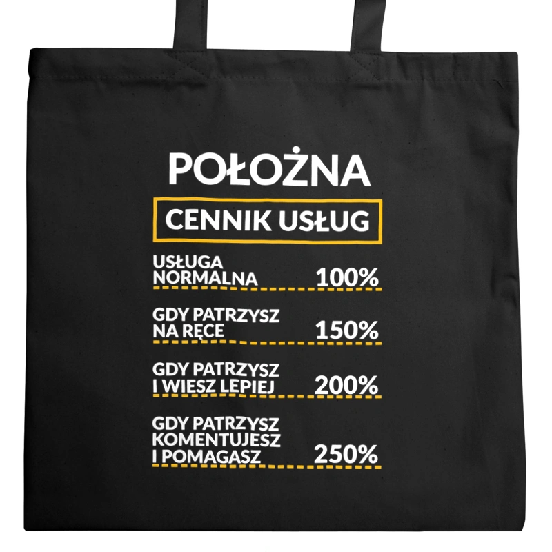 Położna - Cennik Usług - Torba Na Zakupy Czarna