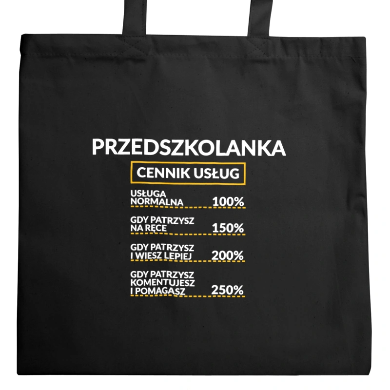 Przedszkolanka - Cennik Usług - Torba Na Zakupy Czarna