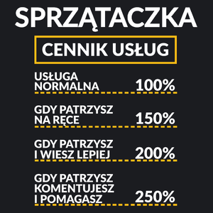 Sprzątaczka - Cennik Usług - Damska Koszulka Czarna