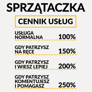 Sprzątaczka - Cennik Usług - Damska Koszulka Biała