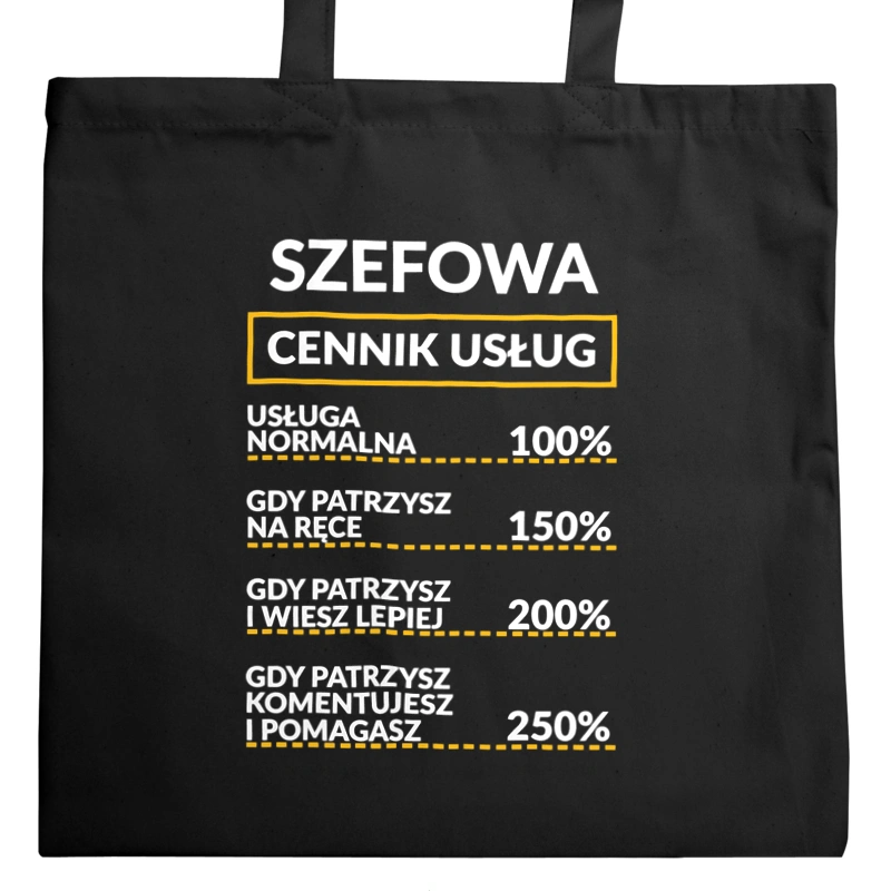 Szefowa - Cennik Usług - Torba Na Zakupy Czarna