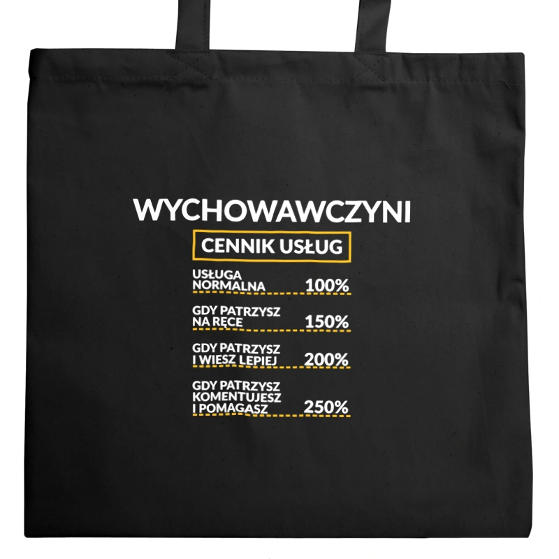 Wychowawczyni - Cennik Usług - Torba Na Zakupy Czarna