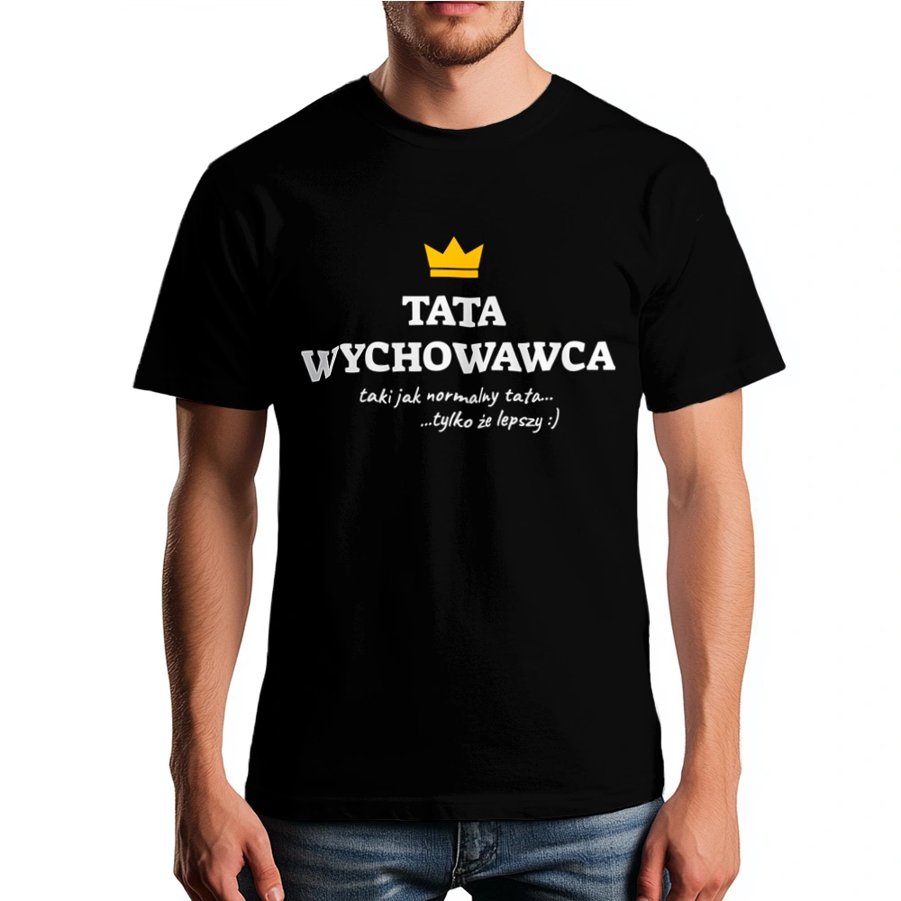 Tata Wychowawca Lepszy - Męska Koszulka Czarna