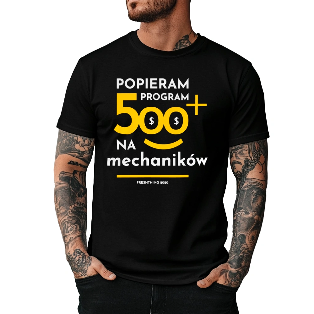 Program 500 Plus Na Mechaników - Męska Koszulka Czarna