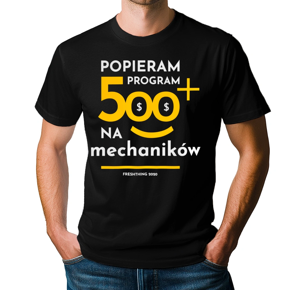 Program 500 Plus Na Mechaników - Męska Koszulka Czarna