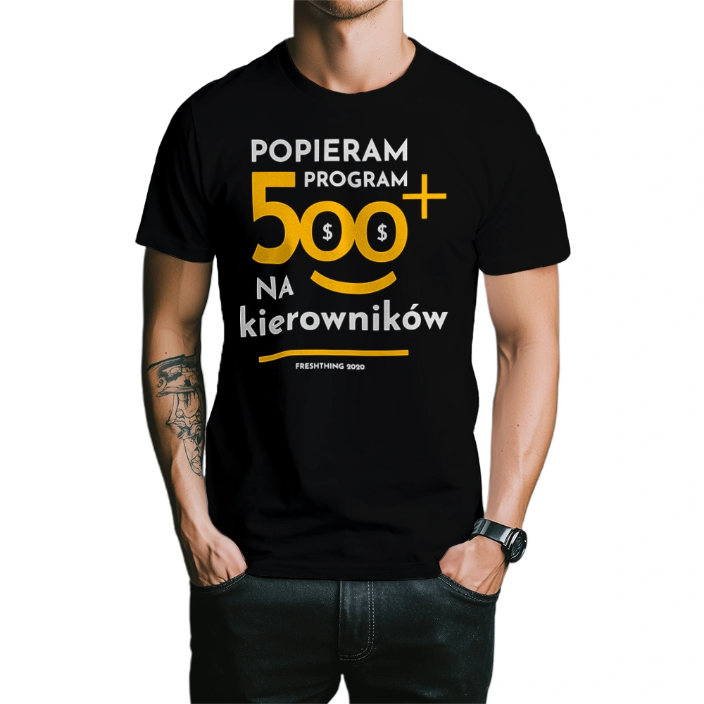 Program 500 Plus Na Kierowników - Męska Koszulka Czarna