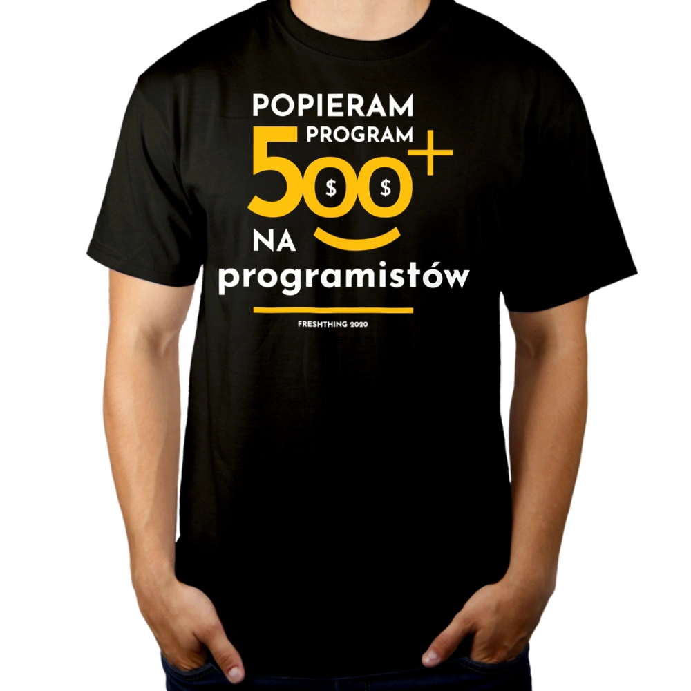 Program 500 Plus Na Programistów - Męska Koszulka Czarna