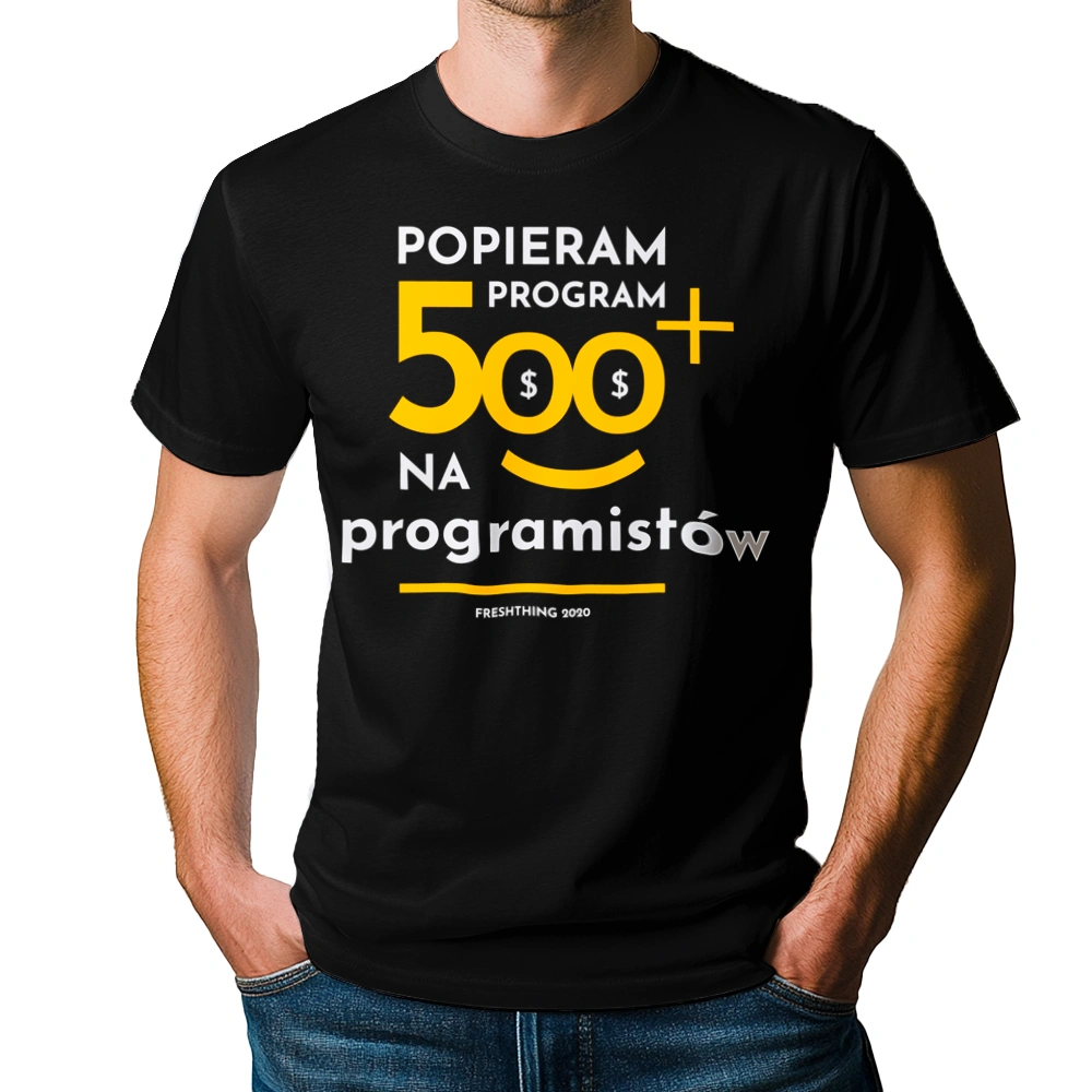 Program 500 Plus Na Programistów - Męska Koszulka Czarna