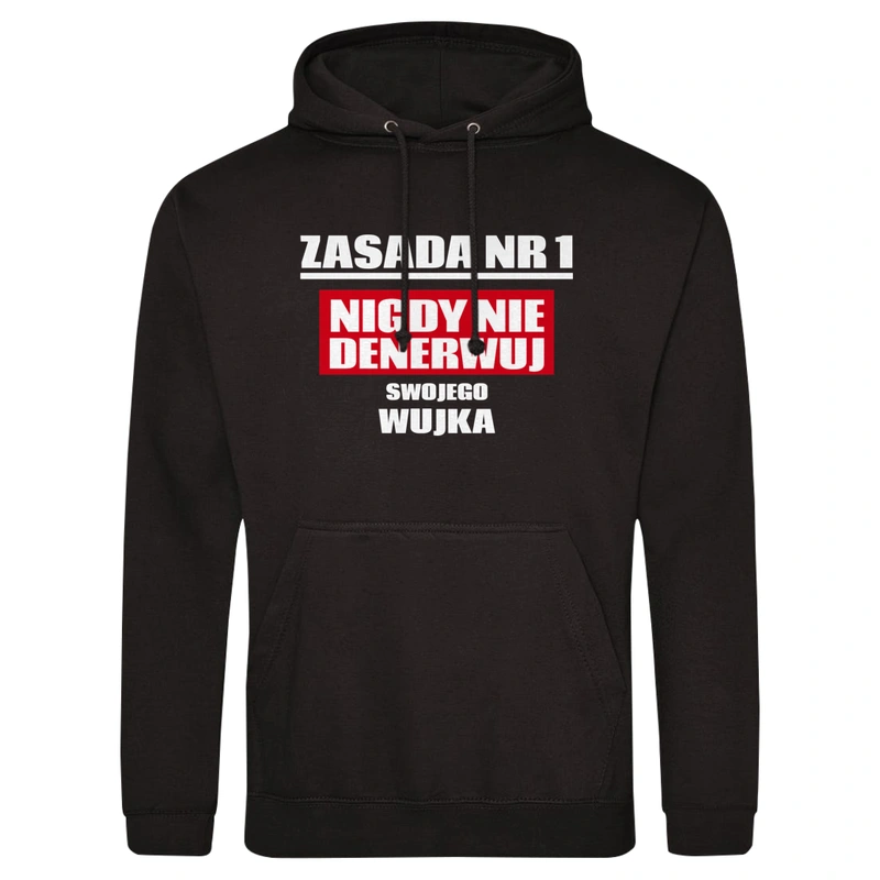 Zasada Nr 1 - Nigdy Nie Denerwuj Swojego Wujka - Męska Bluza z kapturem Czarna