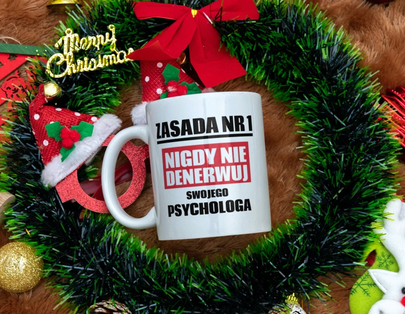 Zasada Nr 1 - Nigdy Nie Denerwuj Swojego Psychologa - Kubek Biały