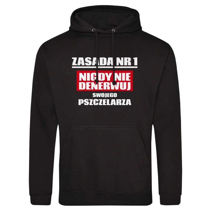 Zasada Nr 1 - Nigdy Nie Denerwuj Swojego Pszczelarza - Męska Bluza z kapturem Czarna