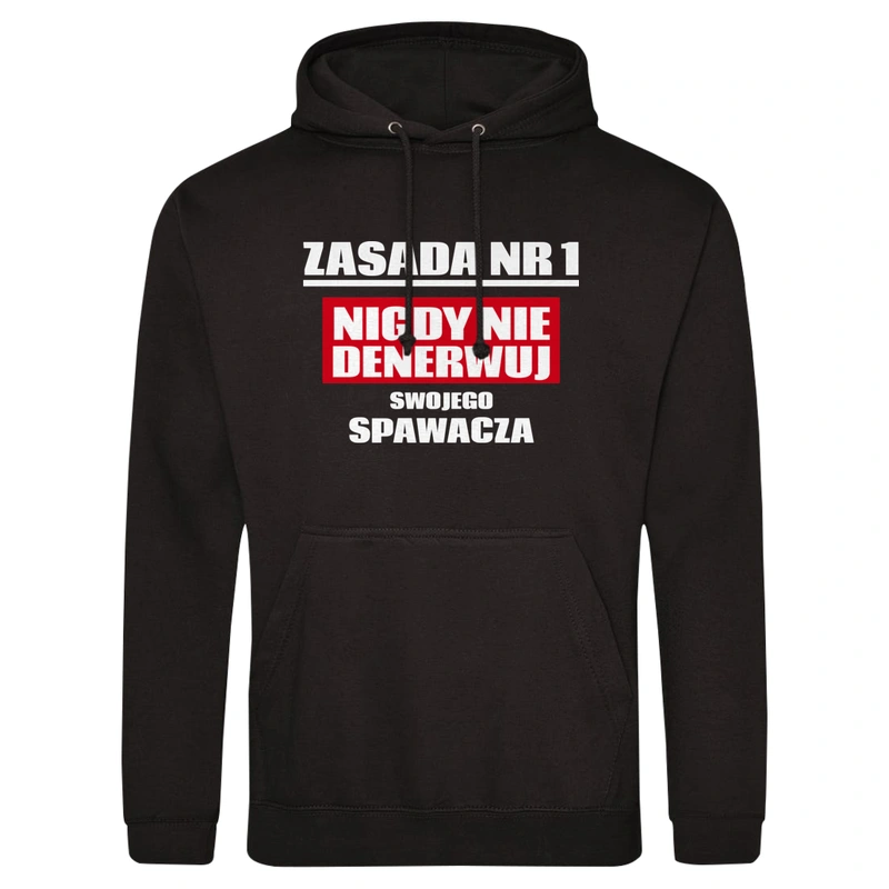 Zasada Nr 1 - Nigdy Nie Denerwuj Swojego Spawacza - Męska Bluza z kapturem Czarna