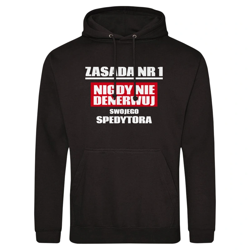 Zasada Nr 1 - Nigdy Nie Denerwuj Swojego Spedytora - Męska Bluza z kapturem Czarna