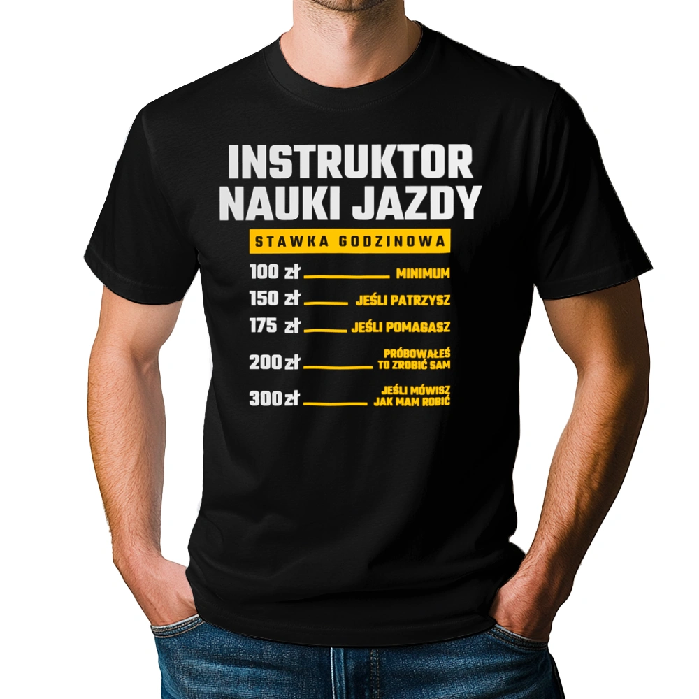 Stawka Godzinowa Instruktor Nauki Jazdy - Męska Koszulka Czarna