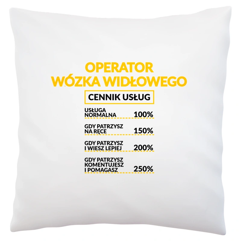 Operator Wózka Widłowego - Cennik Usług - Poduszka Biała